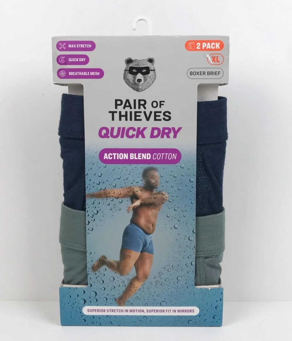 Pair of Thieves Quick Dry Action Blend Cotton Boxer Briefs 2 Pack Size XL